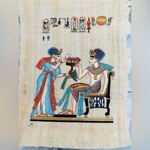 Authentic Egyptian papyrus depicting King of Egypt Tutankhamun Hieroglyphics 17”